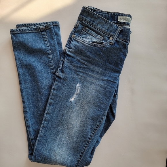 Charlotte Russe Slouchy Slim Distressed Jeans Size 0 - Picture 3 of 9
